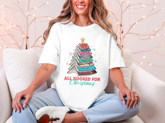 All Booked For Christmas Holiday Reading T-Shirt