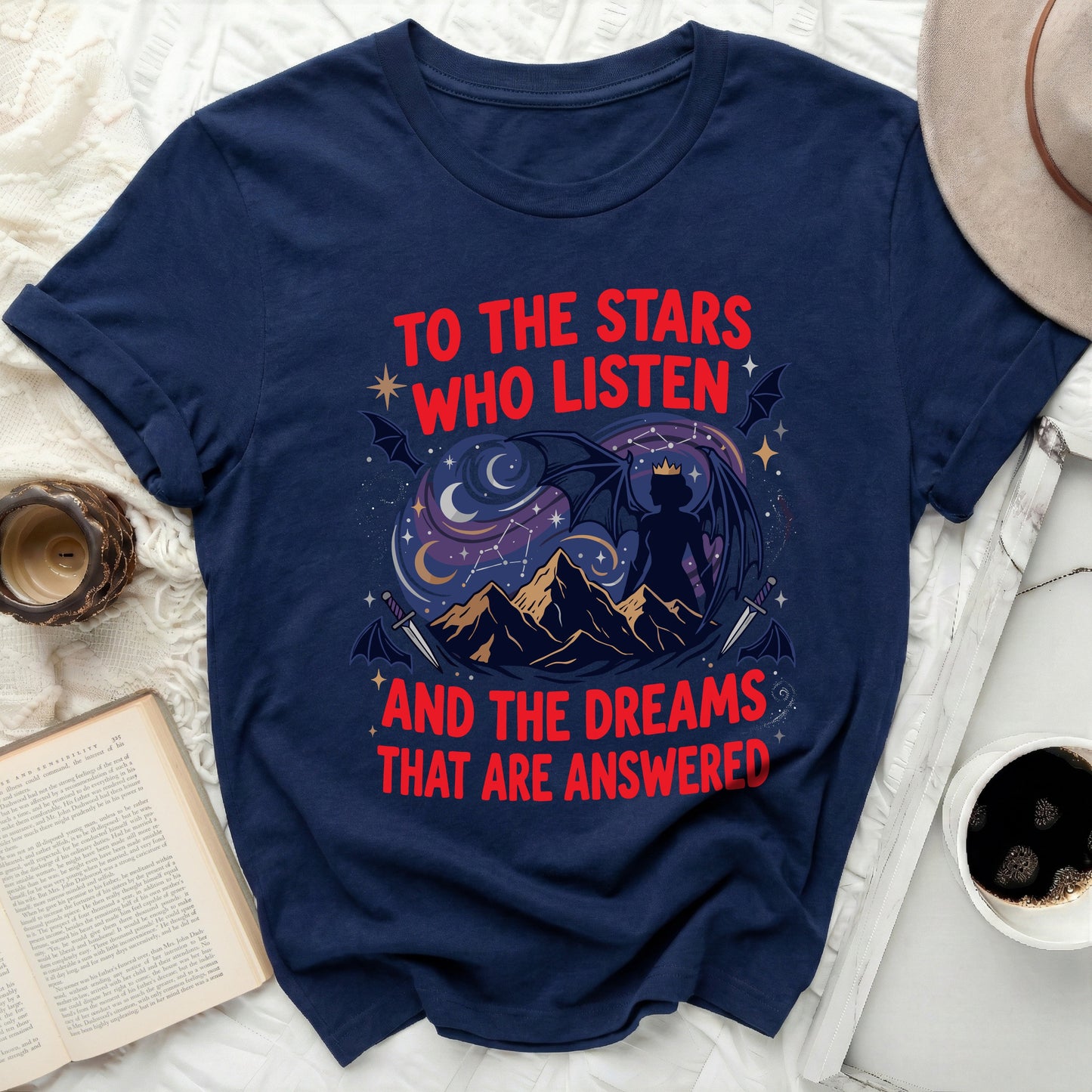 TO THE STARS WHO LISTEN AND THE DREAMS product type
Stars
Dreams
Fantasy
Constellations
Night Sky
Moon
Mountains
Crown
Swords
Bat Wings
Dark Academia
Bookish
Magical
Celestial
Mythical
Literary
Graphic Tee
Unique Design
Aesthetic
Cosmic