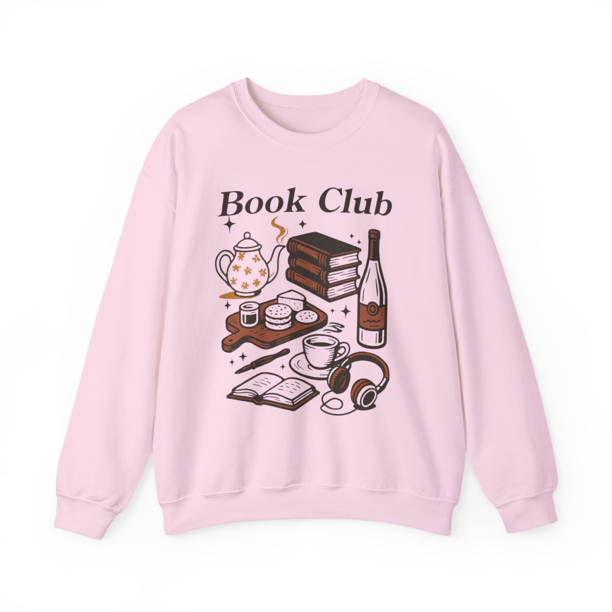Book Club Aesthetic Reading Snacks Music and Wine Sweatshirt - MagicMerchEmporium