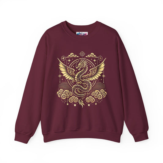 Golden Fourth Wing Dragon Sweatshirt - MagicMerchEmporium