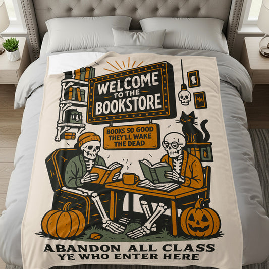 Funny Skeletal Reading Blanket for Book Lovers