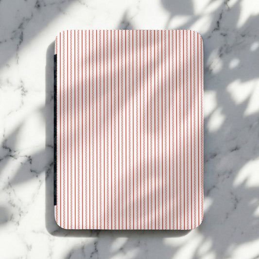 Red and White Striped Elegant Notebook Cover