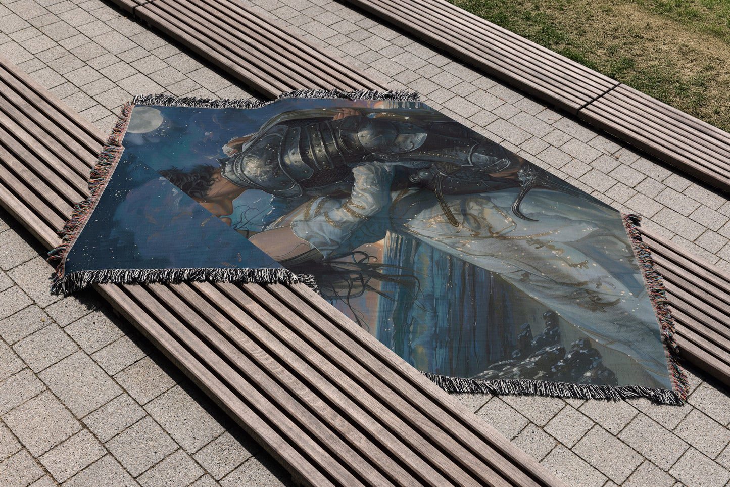 Enchanted Knight & Lady Woven Throw Blanket