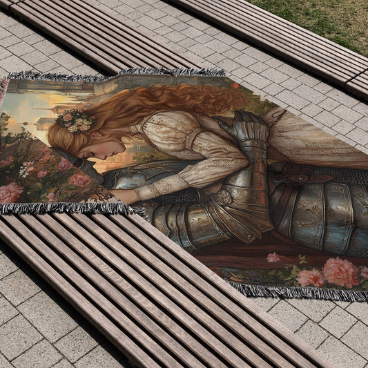 Romantic Medieval Woven Throw Blanket - MagicMerchEmporium
