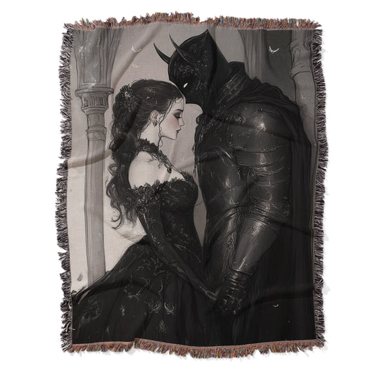 Dark Gothic Romance Woven Throw Blanket - MagicMerchEmporium