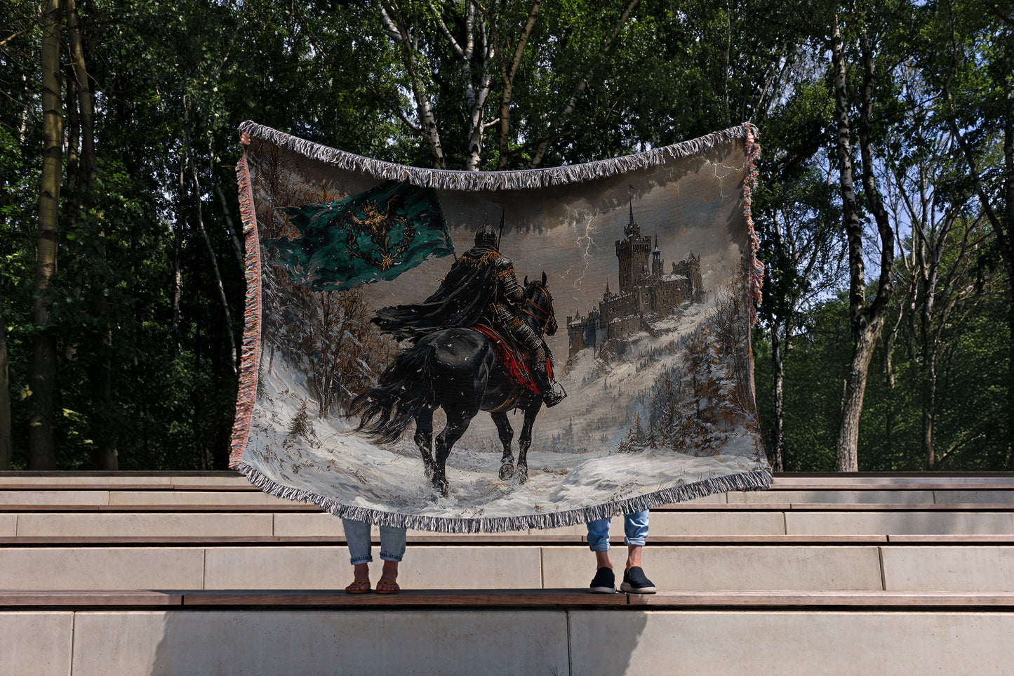 Medieval Knight Woven Throw Blanket – Castlecore Fantasy Home Decor