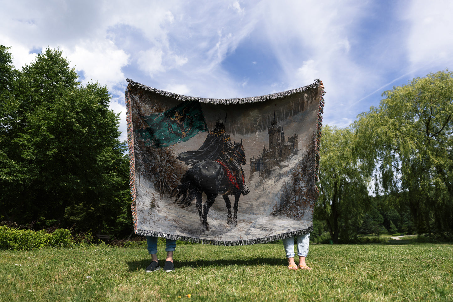 Medieval Knight Woven Throw Blanket – Castlecore Fantasy Home Decor