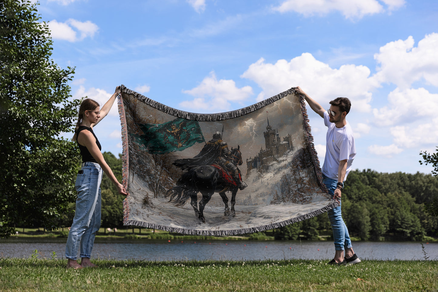 Medieval Knight Woven Throw Blanket – Castlecore Fantasy Home Decor