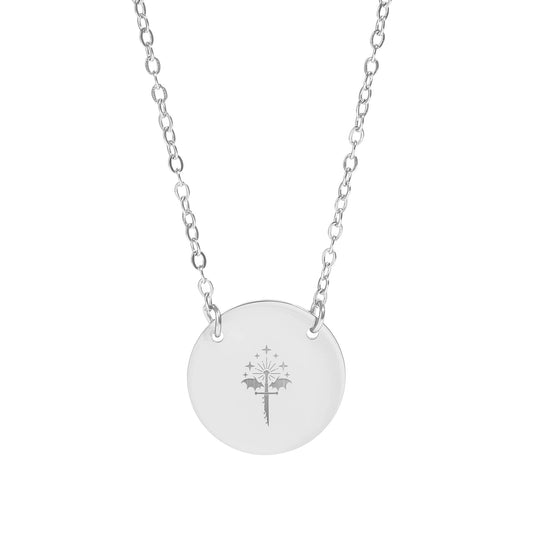 Elegant Engraved Silver Disc Pendant Necklace product