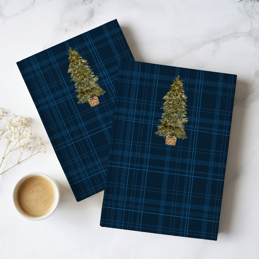 Blue Plaid Book Covers with Christmas Tree Pattern