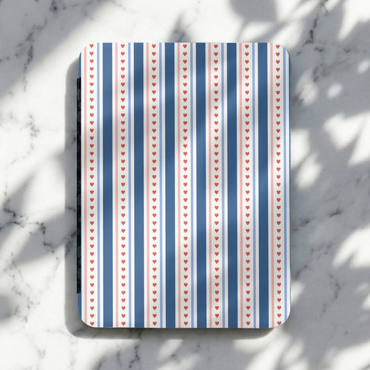 Striped Pattern with Tiny Hearts Hardcover Notebook