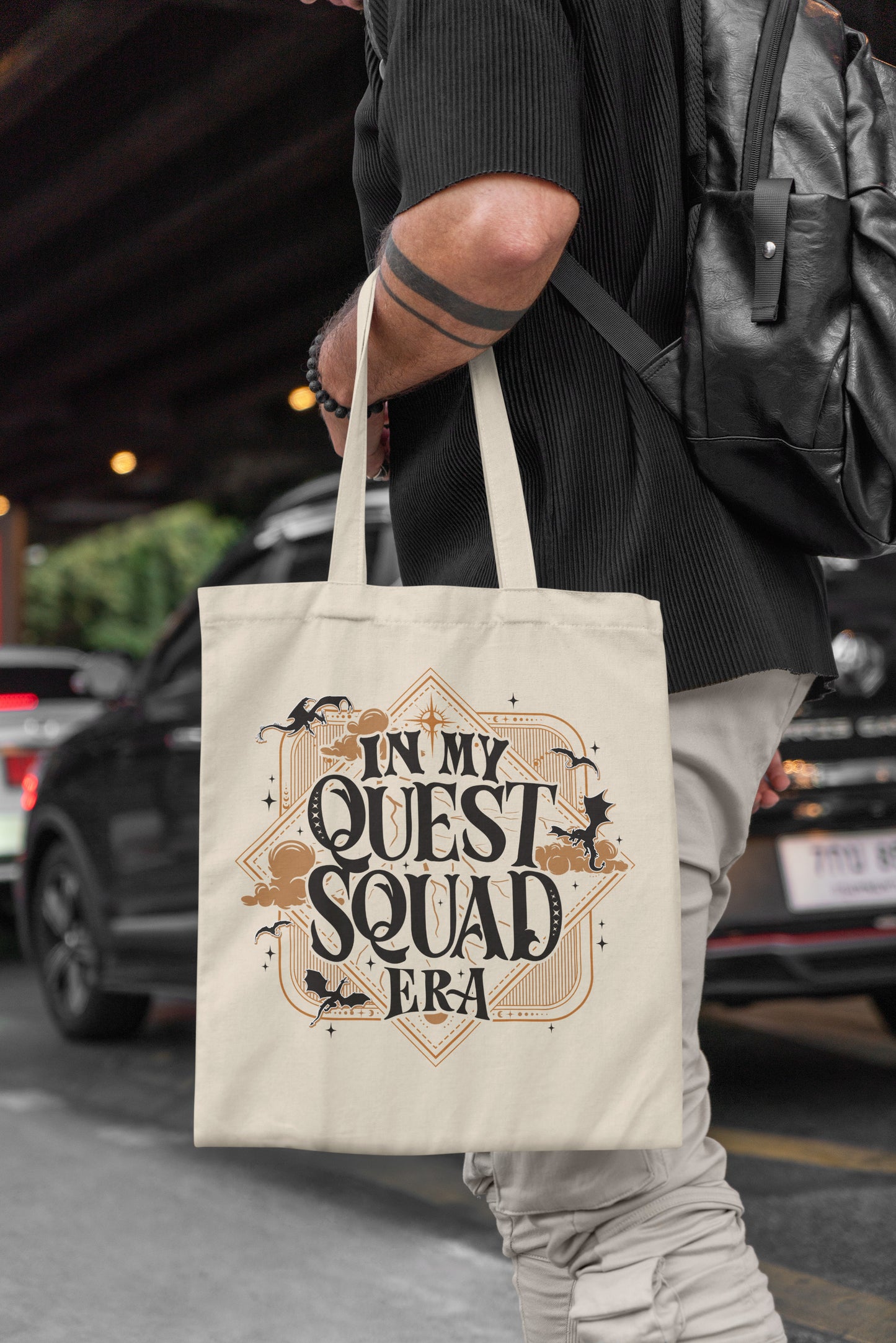 “In My Quest Squad Era” Tote Bag
