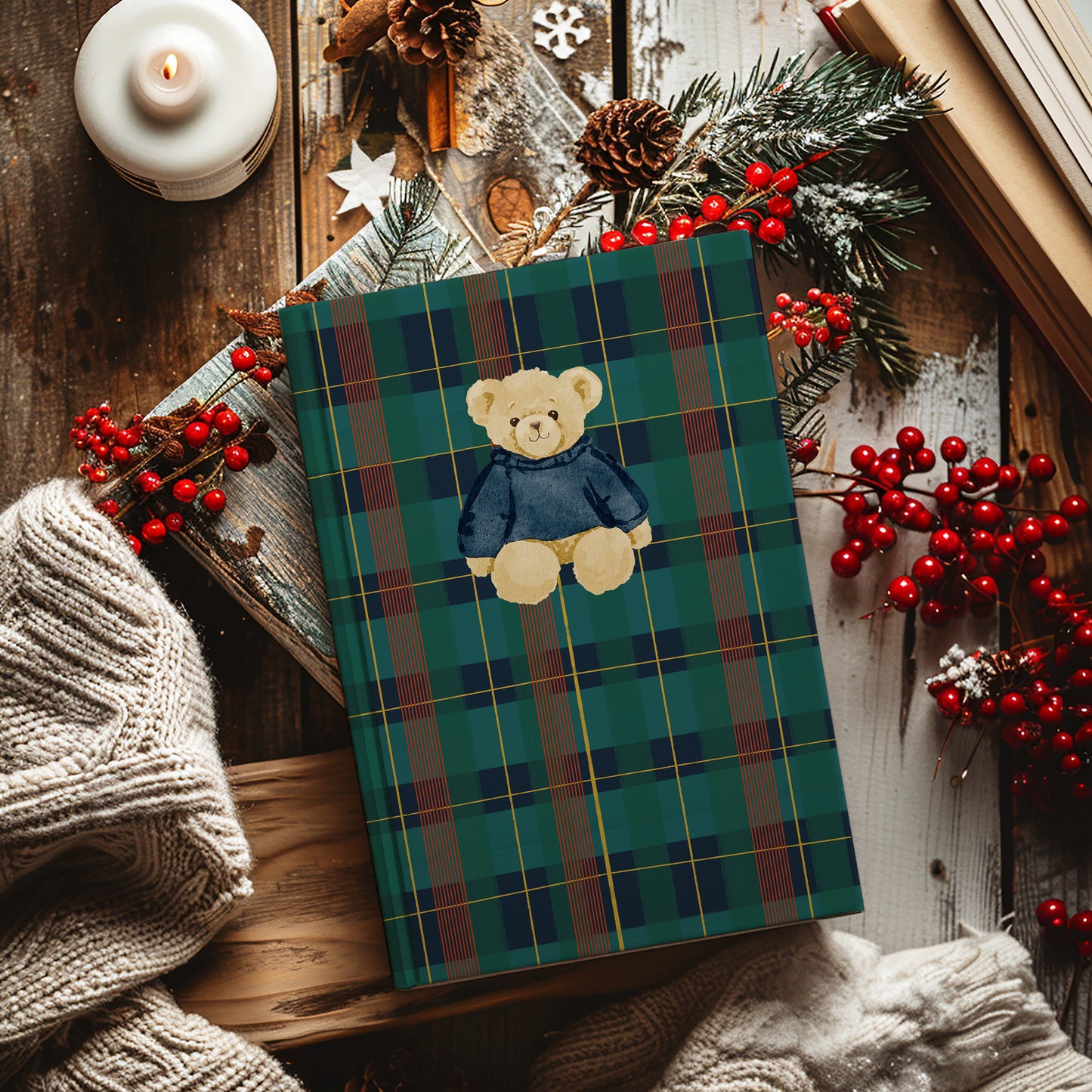 Adorable Teddy Bear Plaid Cover Journal Product