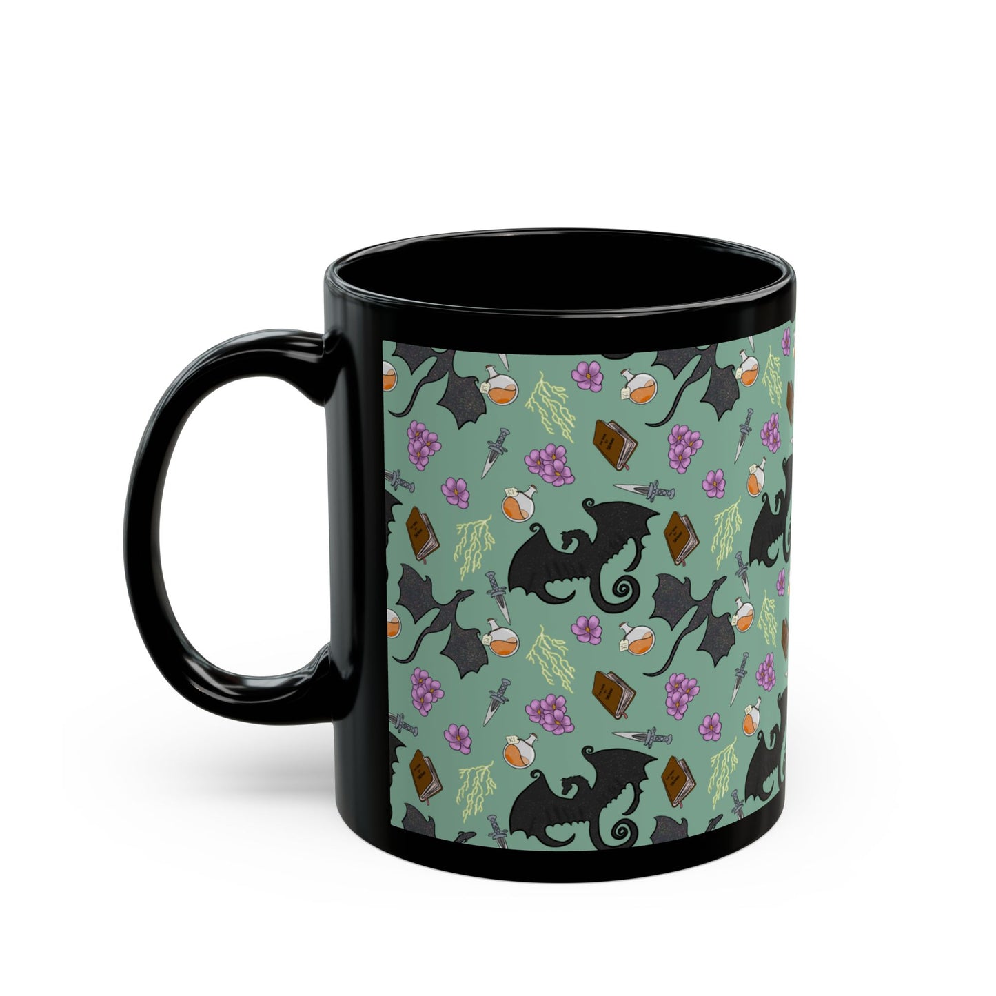 Black Fantasy Dragon Mug