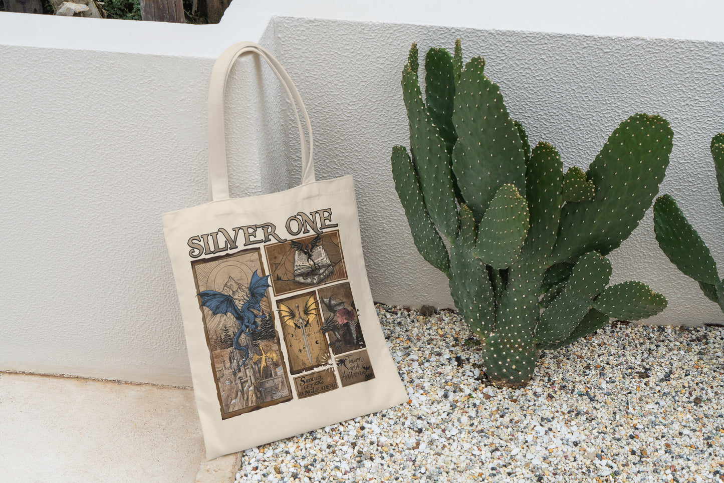 🖤 Silver One Tote Bag – Fourth Wing Dragon Rider Fantasy Merch ⚔️