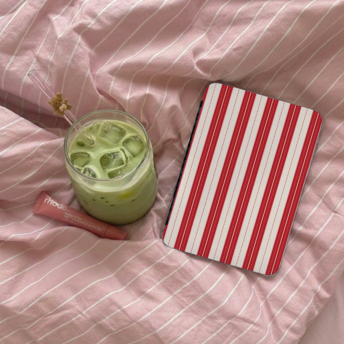 Red and White Striped Pattern Tablet Cover