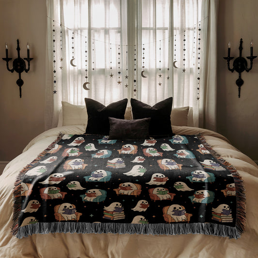 ACOTAR Ghost Reading Woven Throw Blanket