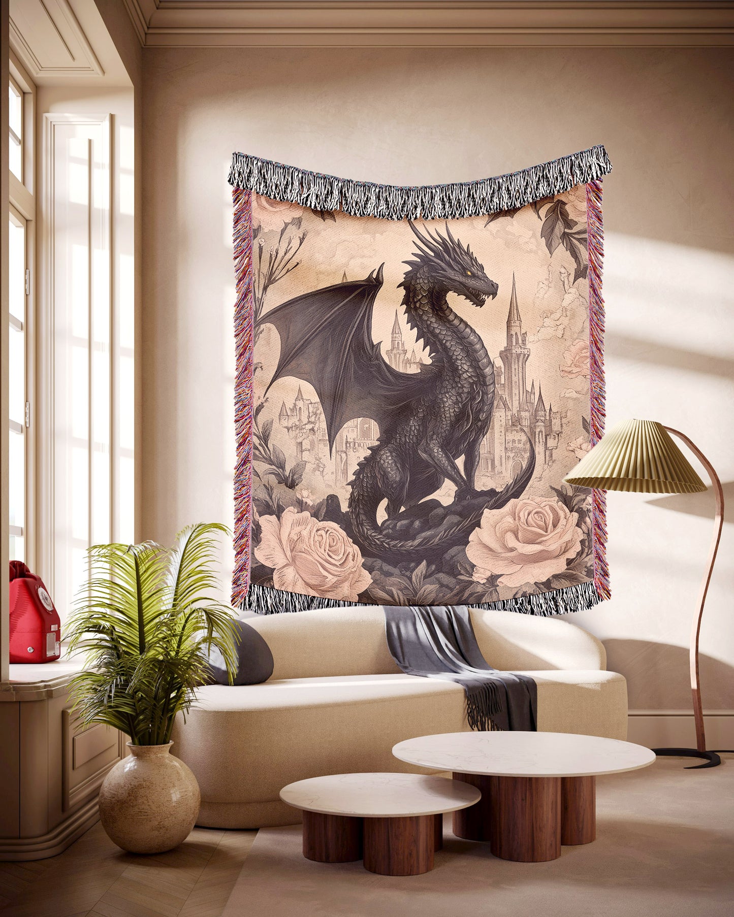 Enchanted Dragon Woven Throw Blanket