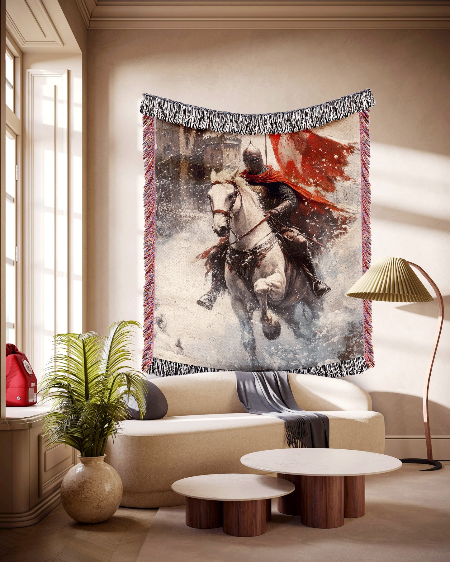 Medieval Knight Woven Throw Blanket – A Bold Statement of Strength and Honor