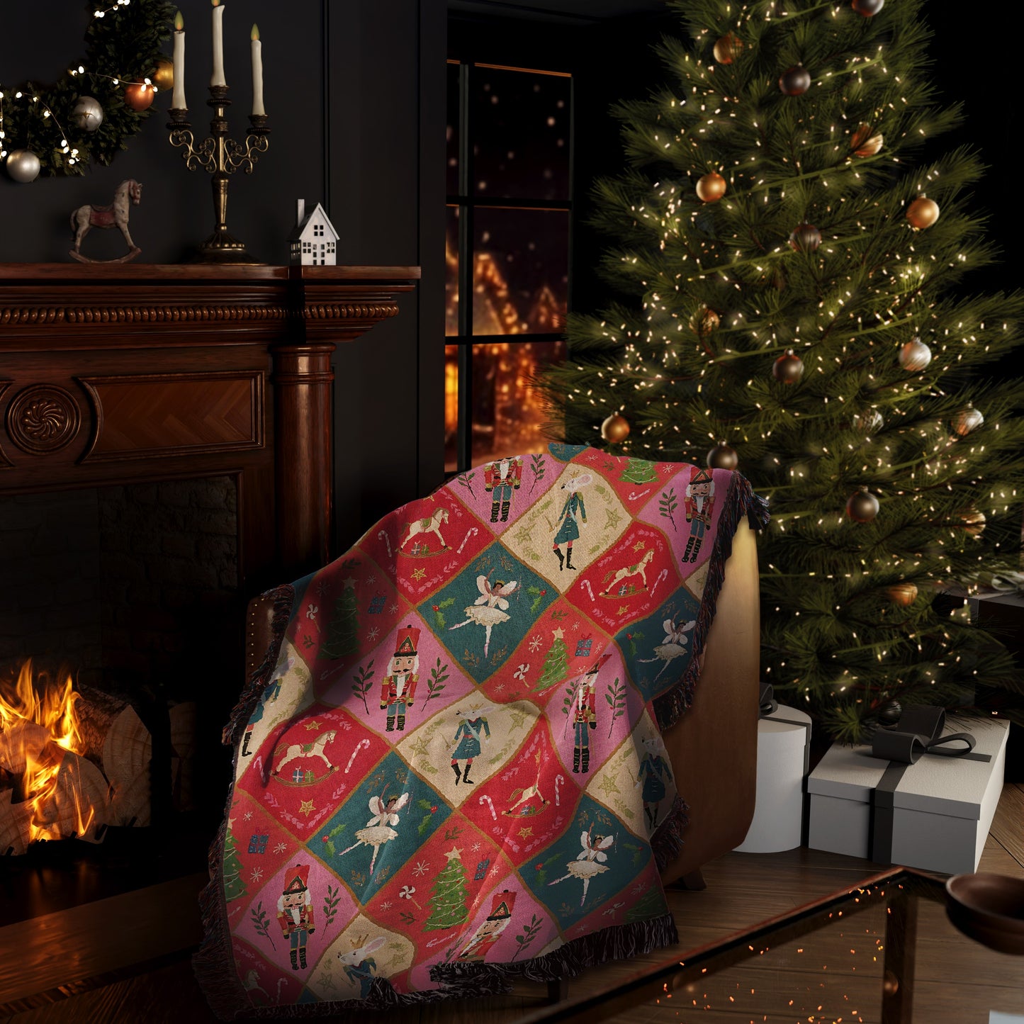 Nutcracker Christmas Woven Throw Blanket