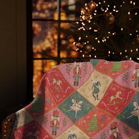 Nutcracker Christmas Woven Throw Blanket