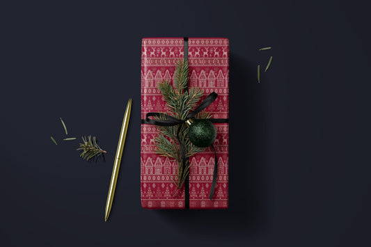 Red Christmas Sweater Wrapping Paper