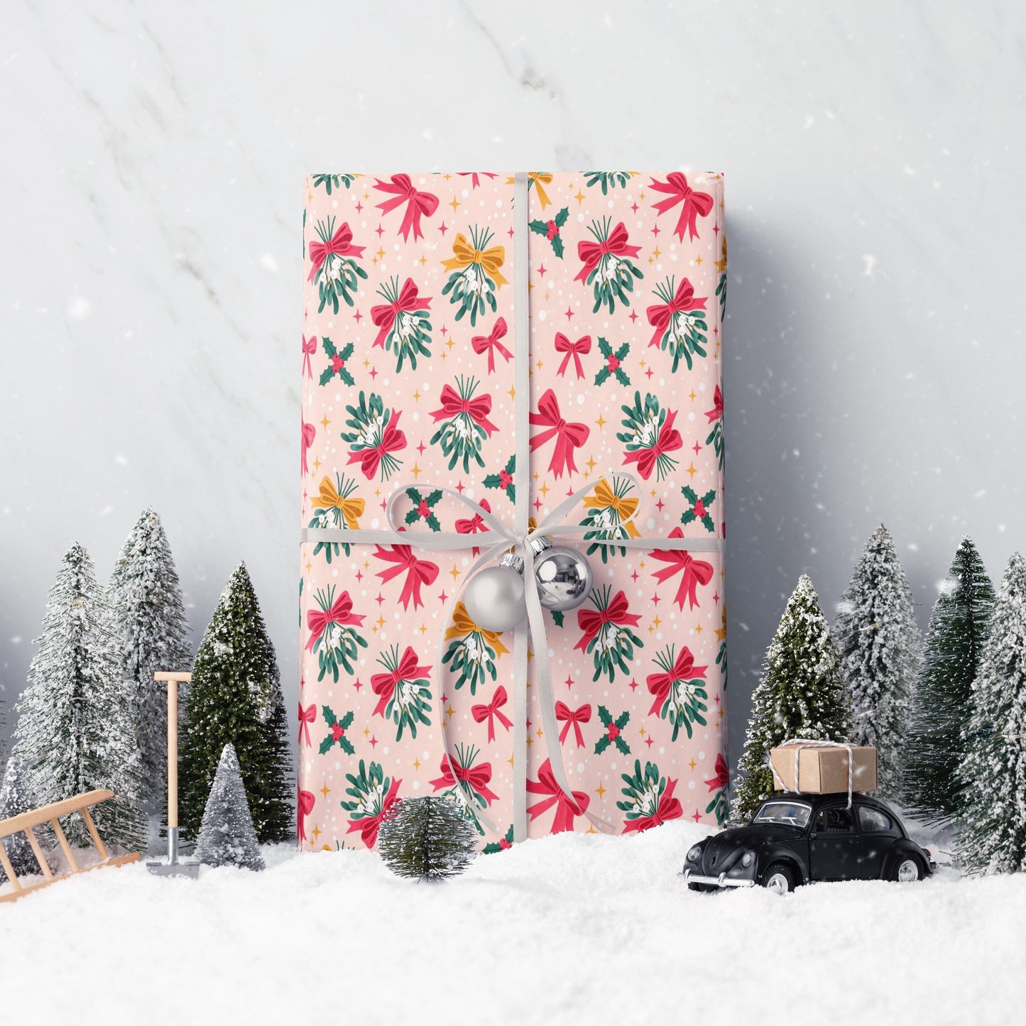Mistletoe and Bows Wrapping Paper