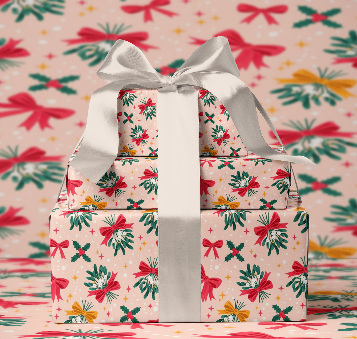 Mistletoe and Bows Wrapping Paper