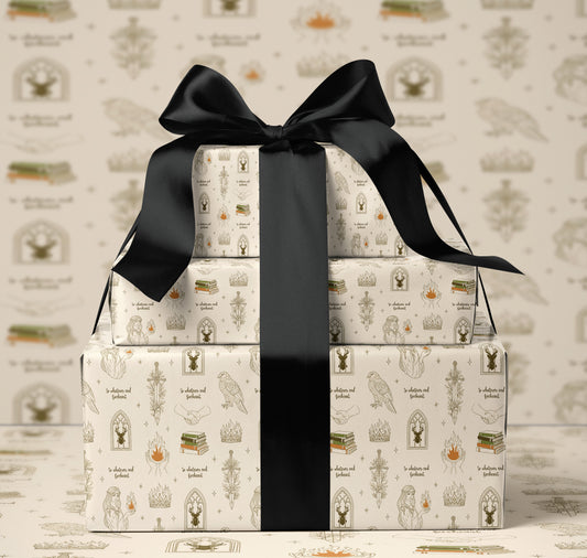Fireheart Cream Wrapping Paper - MagicMerchEmporium
