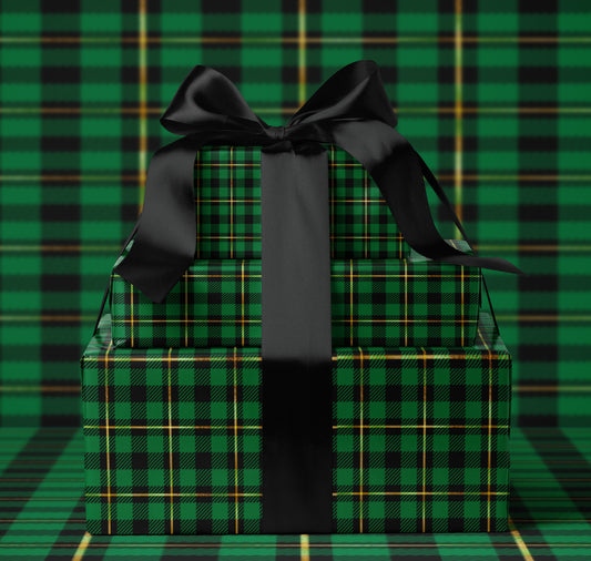 Green and Black Tartan Wrapping Paper