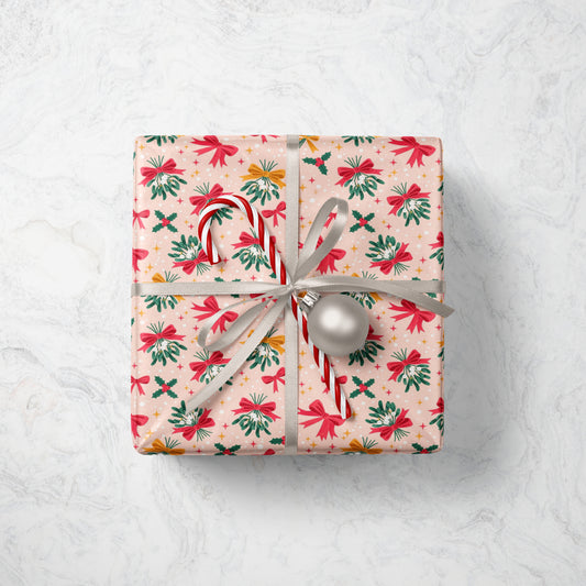 Mistletoe and Bows Wrapping Paper