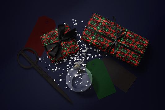 Luxury Red & Green Damask Wrapping Paper