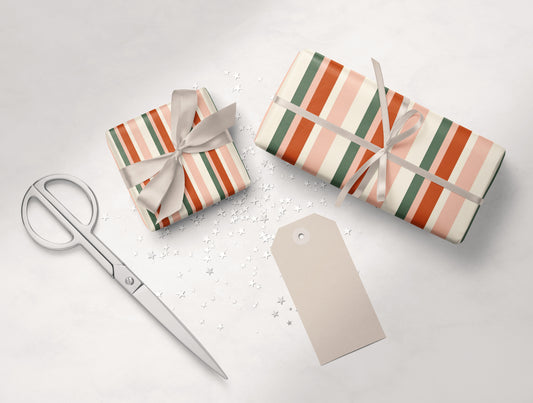 Retro-Inspired Striped Wrapping Paper