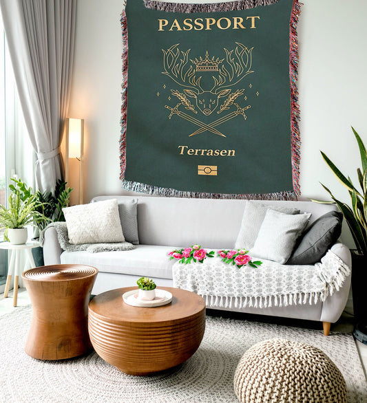 Terrasen Passport Woven Throw Blanket