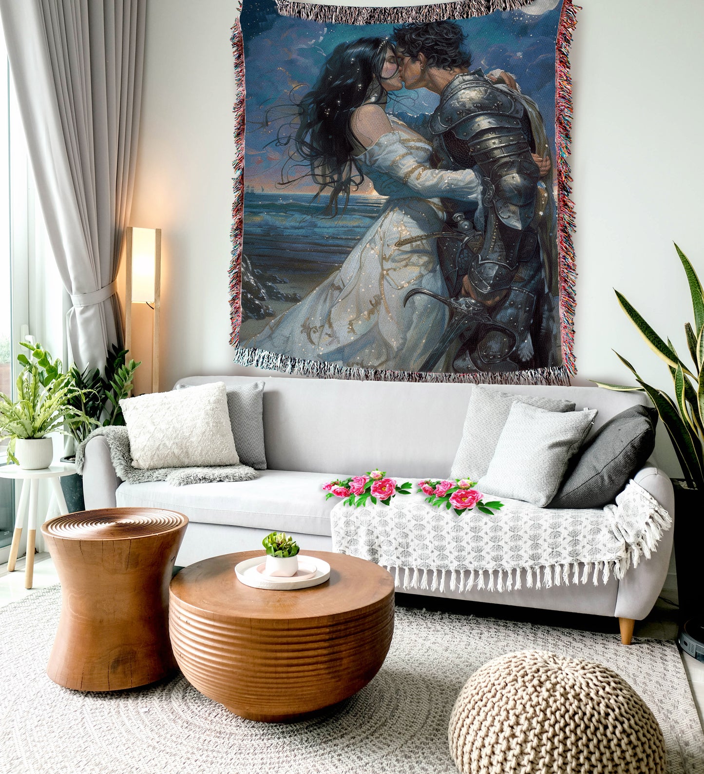 Enchanted Knight & Lady Woven Throw Blanket
