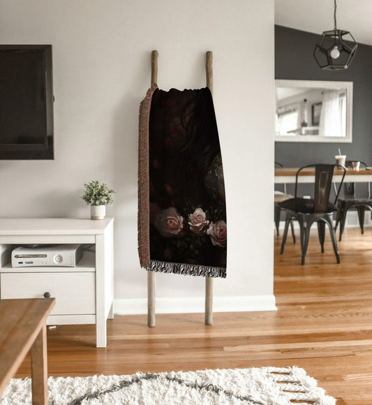 Dark Academia Knight Woven Throw Blanket - MagicMerchEmporium