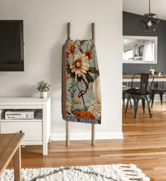 Cottagecore Pumpkin Woven Throw Blanket - MagicMerchEmporium