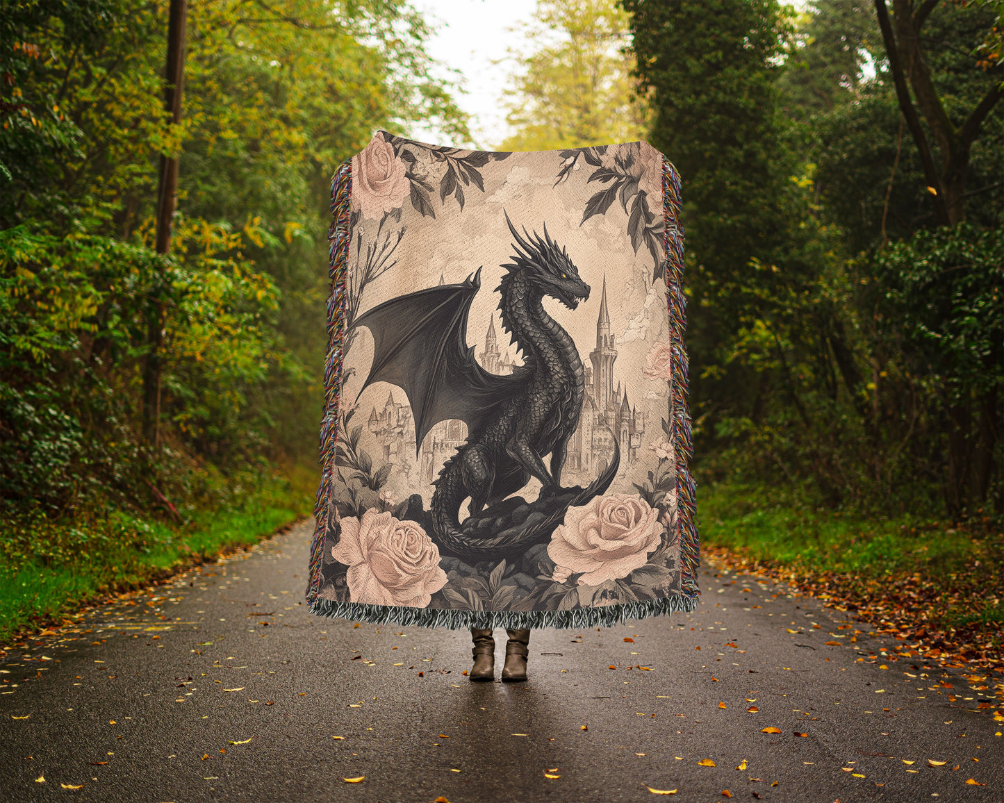 Enchanted Dragon Woven Throw Blanket
