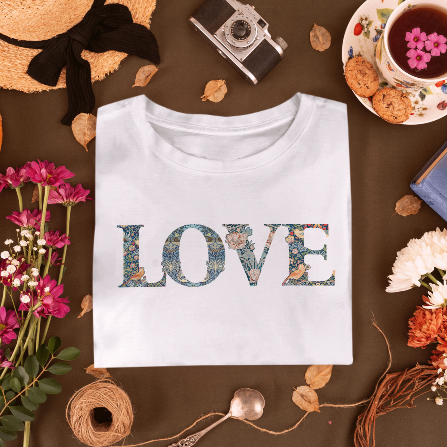 🌸 Timeless Elegance - William Morris Inspired "LOVE" Shirt 🌿