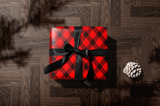 Red Plaid Wrapping Paper Roll