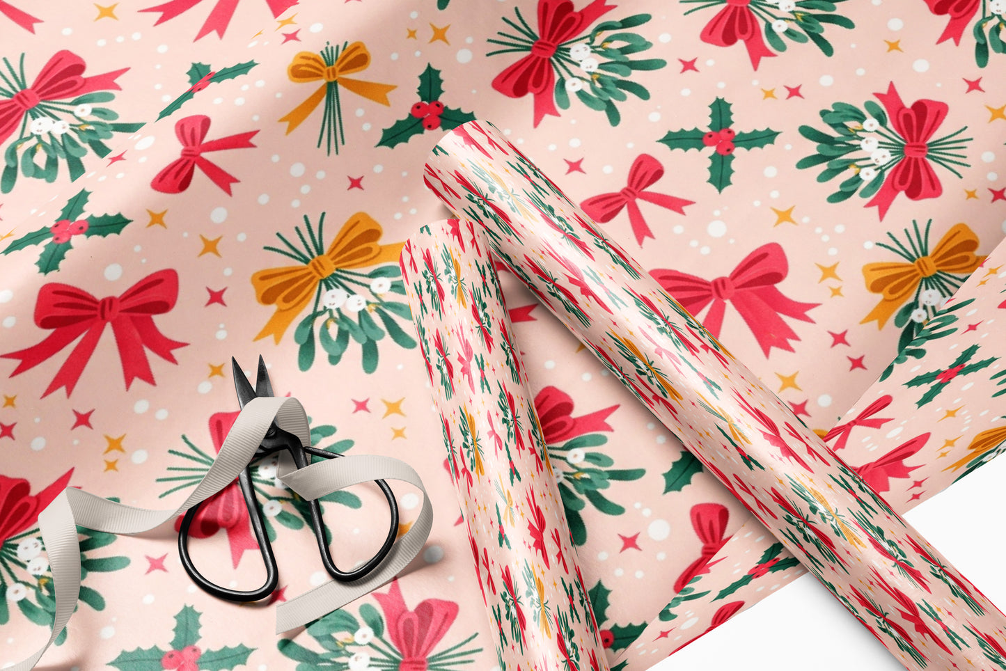 Mistletoe and Bows Wrapping Paper