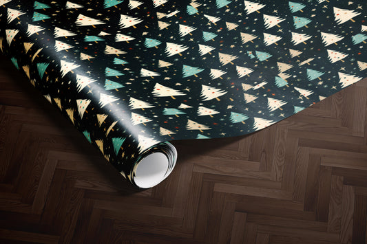 Elegant Black and Gold Christmas Tree Gift Wrap