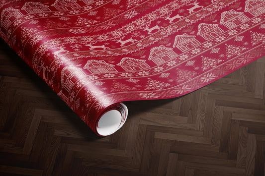 Red Christmas Sweater Wrapping Paper