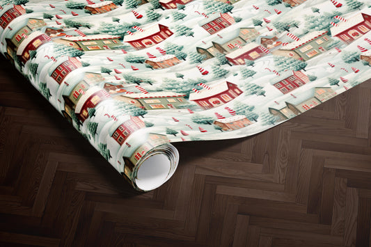 Snowy Winter Town Wrapping Paper