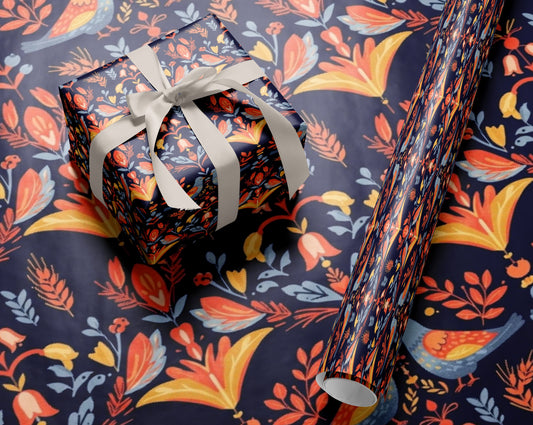 Nordic Folk Art Wrapping Paper