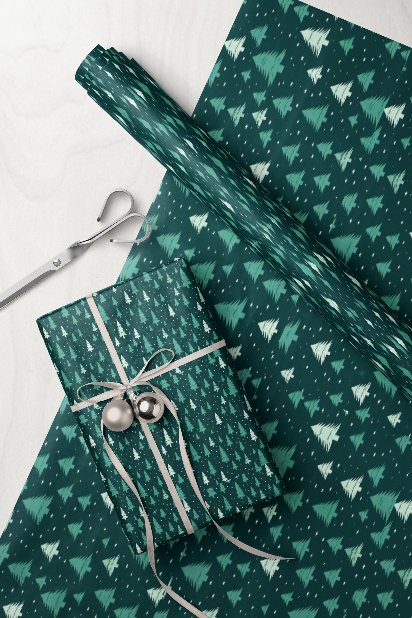 Green Christmas Tree Wrapping Paper Roll