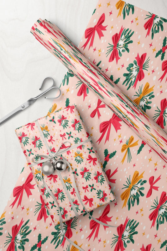 Mistletoe and Bows Wrapping Paper