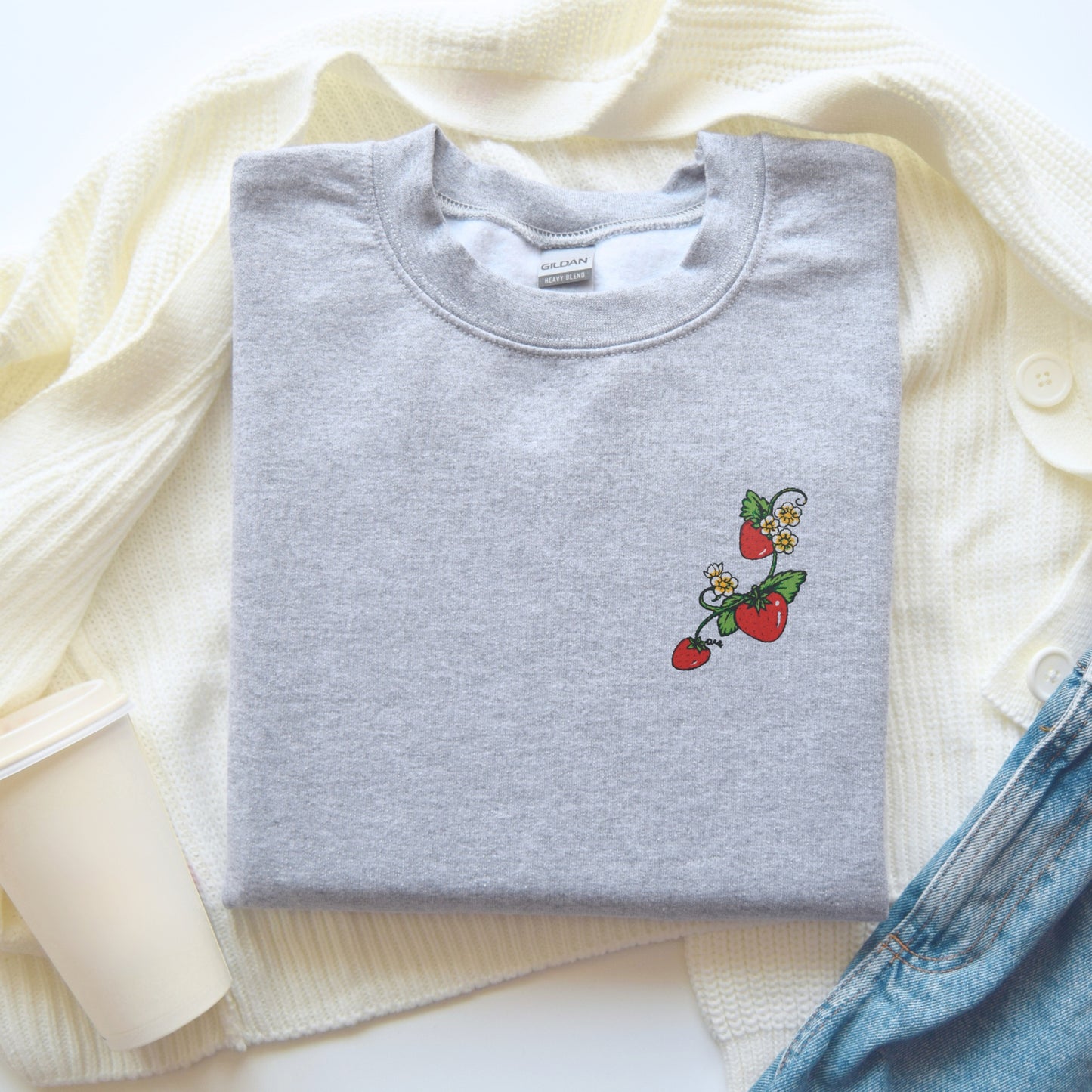 Embroidered Strawberry Delight Sweatshirt π