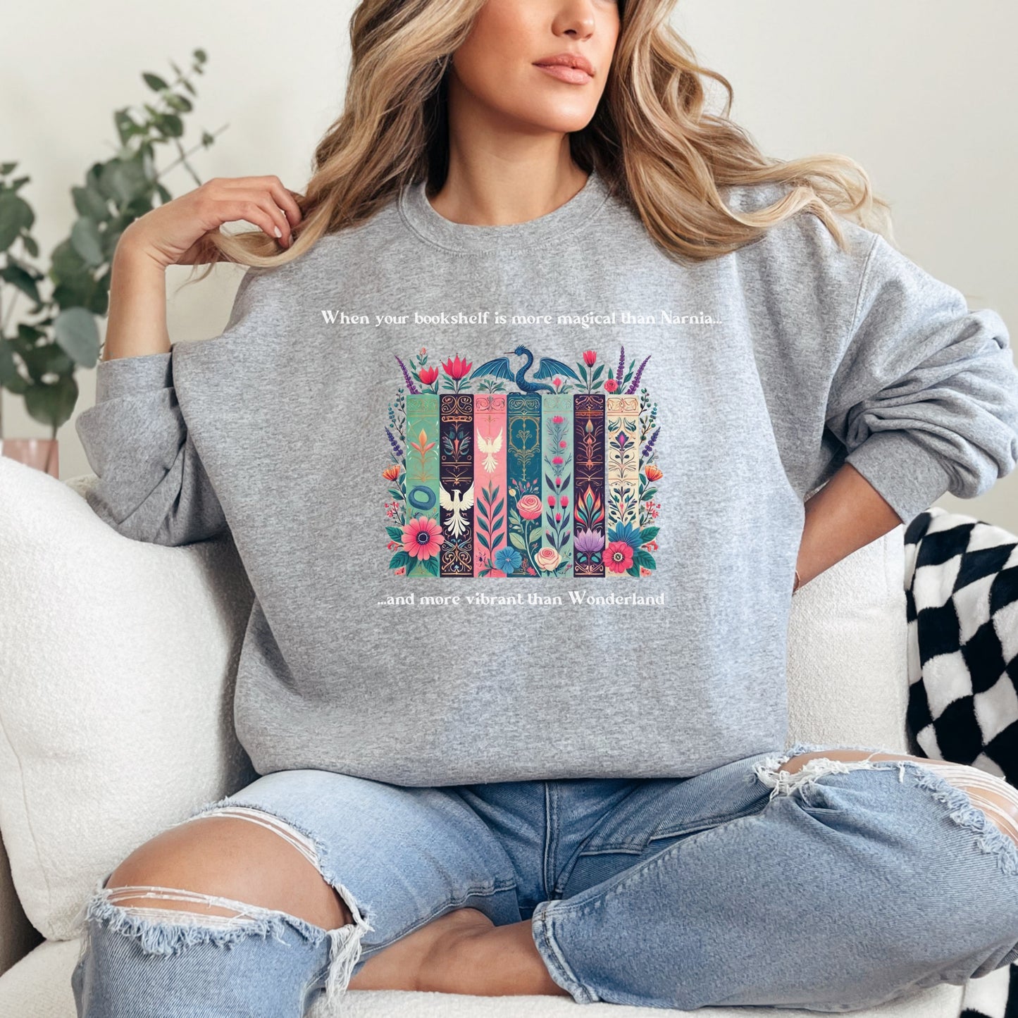 Magical Bookshelf Fantasy Sweatshirt
