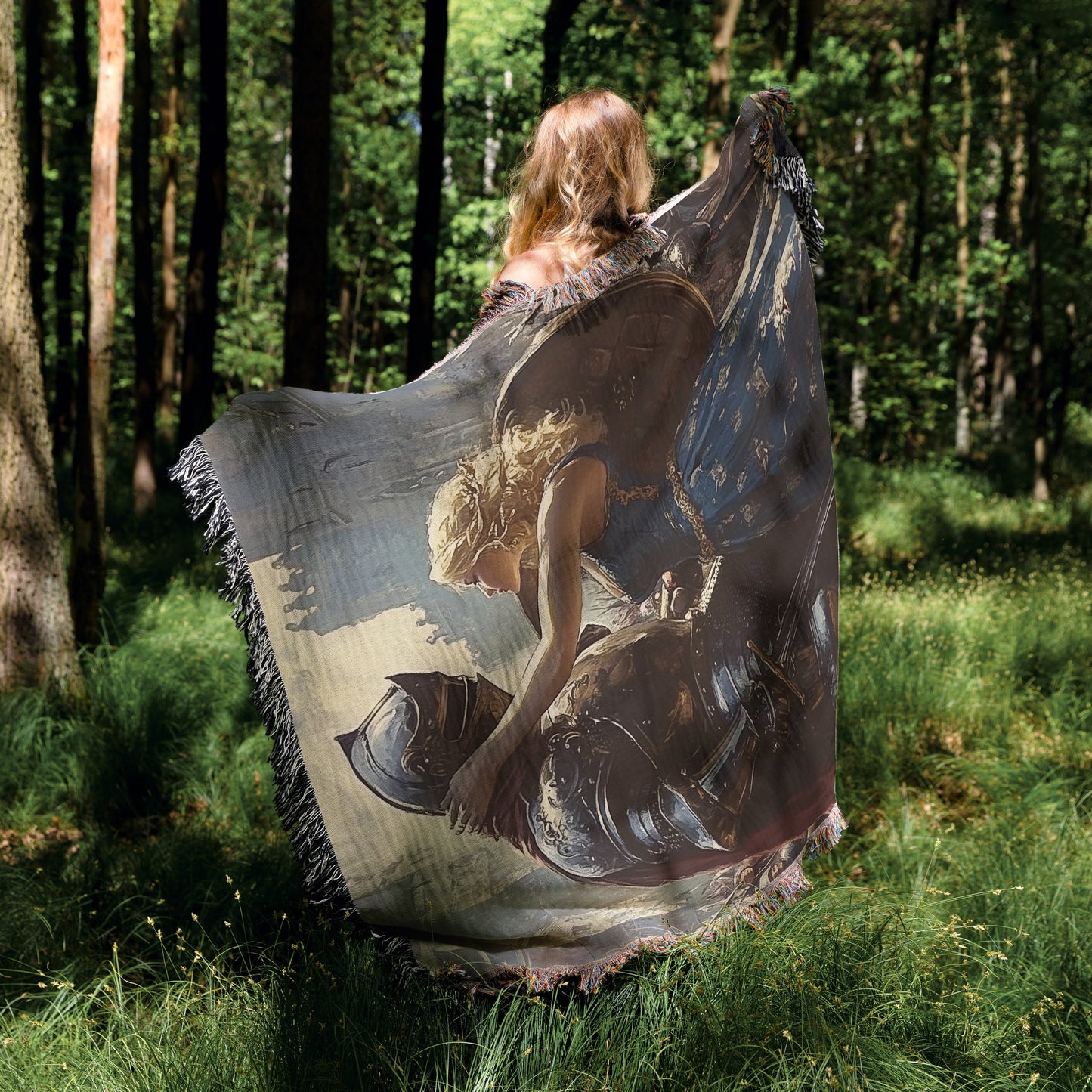 Romantic Knight & Maiden Woven Blanket 🛡️🌹
